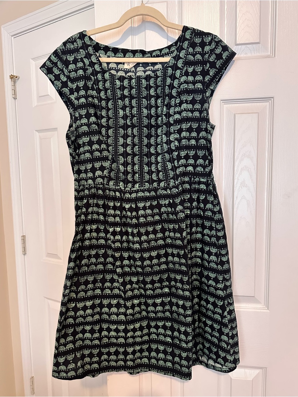 Mata Traders Cotton Navy and Mint Block Geometric Block Print Cotton XL Pockets